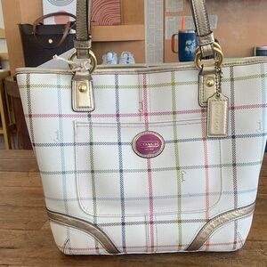Coach Multicolor Plaid Tote